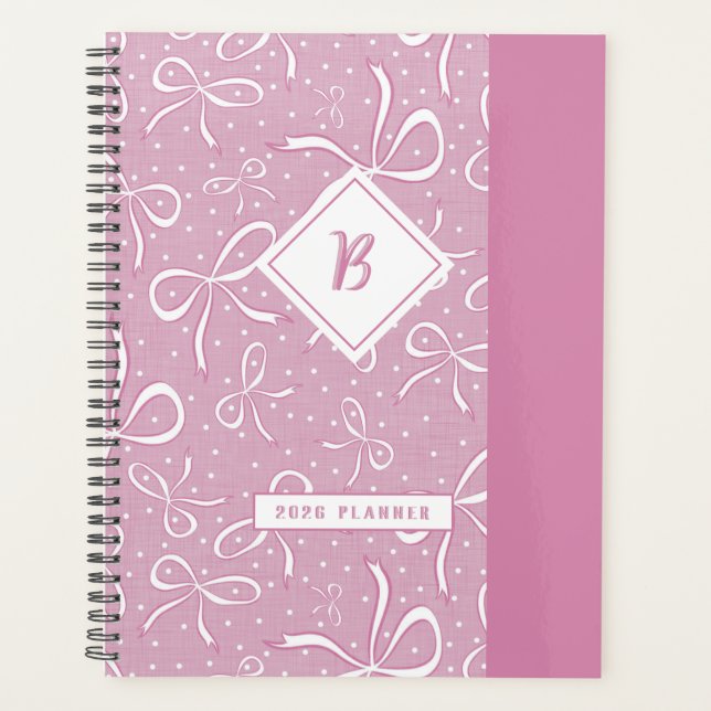 Delikate rosa Coquette Bows Planer (Vorderseite)