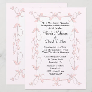 Delikate Rosa Einladungen für Hochzeiten