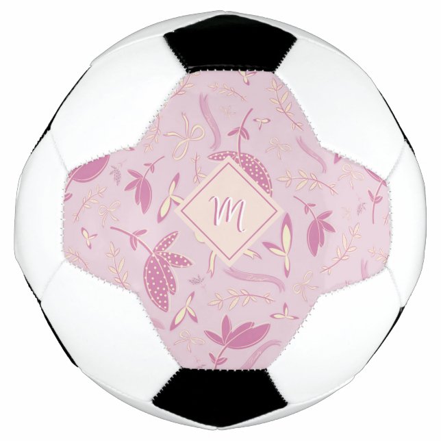 Delikate rosa Florals und Bows Fußball (Vorderseite)