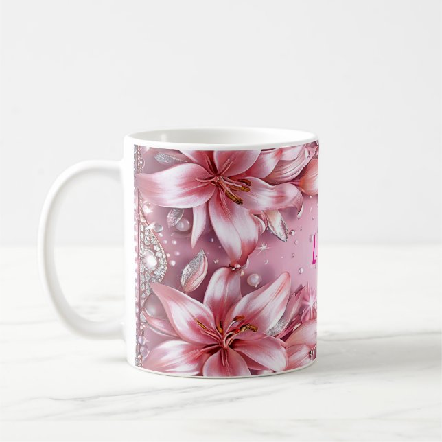 Delikate rosa Lilien Kaffeetasse (Links)