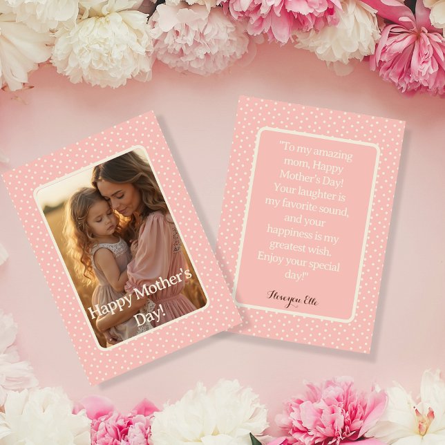 Delikate Rosa Muttertagskarte Feiertagskarte (Delicate Blush Pink Mother’s Day Photo Card)