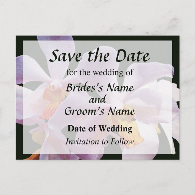 Delikate rosa Orchideen Rett tge Datum Ankündigungspostkarte (Vorderseite)