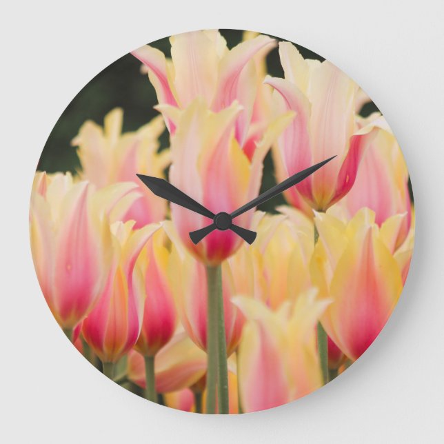 Delikate rosa Petals Große Wanduhr (Vorderseite)