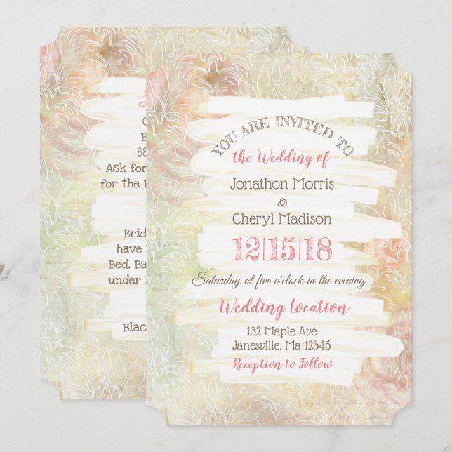 Delikate Rosa und Beige Blumenzwiebeleinladung Einladung (Vorne/Hinten)