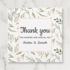 Delikate rosa Wildblumen danke Ihnen Hochzeit Geschenkanhänger