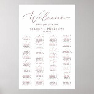 Delikate Rose Gold Alphabetische Sitzkarte Poster