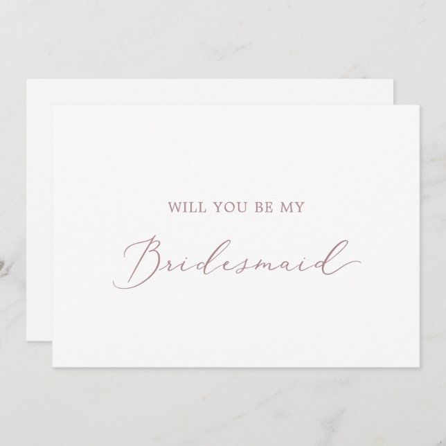 Delikate Rose Gold Bridesmaid Vorschlag Card Einladung (Vorne/Hinten)