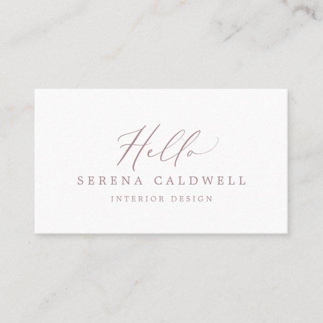 Delikate Rose Gold Calligrafy Hello Business Card Visitenkarte (Vorderseite)