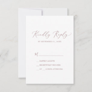 Delikate Rose Gold Calligrafy Simple RSVP Card Karte