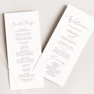 Delikate Rose Gold Calligrafy Wedding Programm