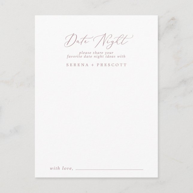 Delikate Rose Gold Date Night Cards Postkarte (Vorderseite)
