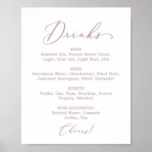 Delikate Rose Gold Wedk Drink Menü Signatur Poster