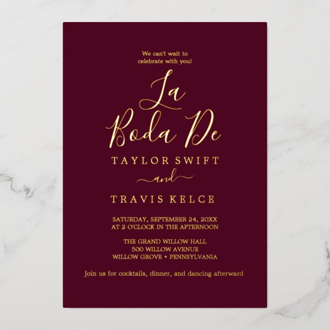 Delikate Rose Goldene Foil | Blush La Boda De Folieneinladung (Vorderseite)