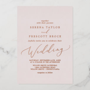 Delikate Rose Goldene Foil   Blush Wedding Folieneinladung