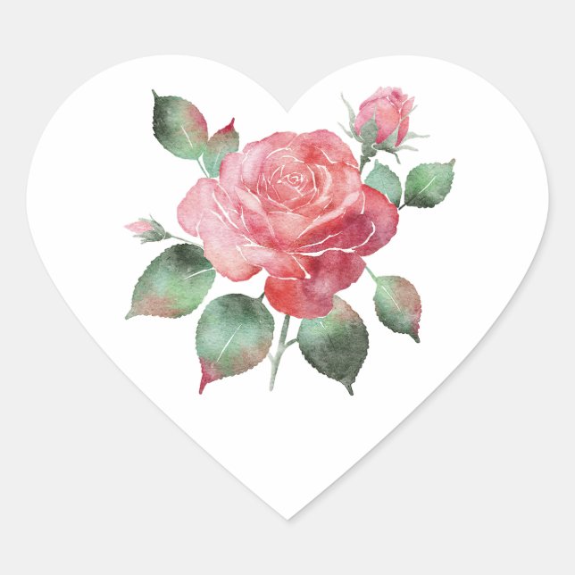 Delikate Rose Herz-Aufkleber (Vorderseite)