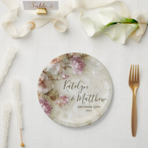 Delikate Rose Hochzeitsbrauch Pappteller