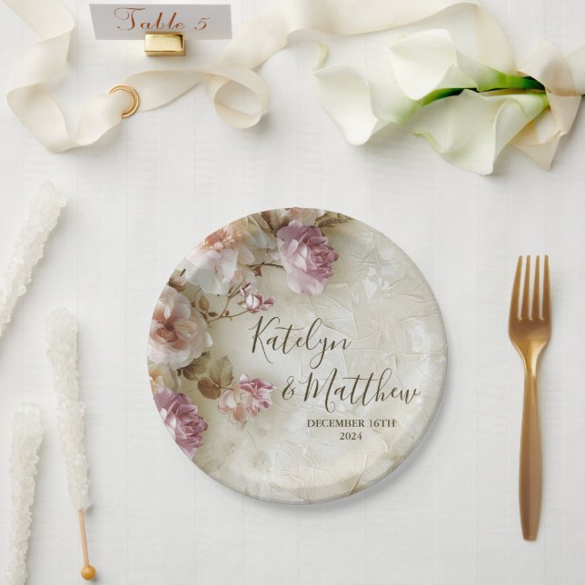 Delikate Rose Hochzeitsbrauch Pappteller (Hochzeit)