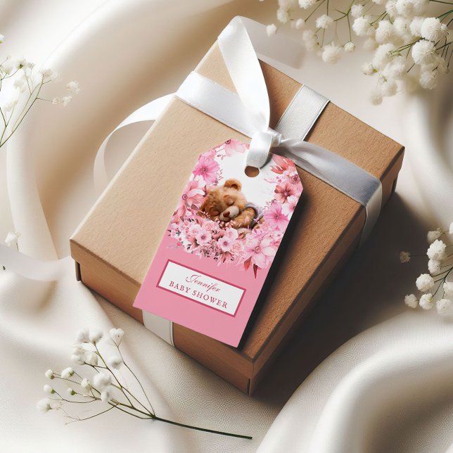 Delikate Rose Teddy Bear Babydusche Geschenkanhänger (Von Creator hochgeladen)