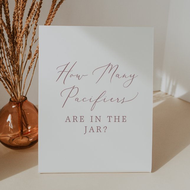 Delikate Rose Wie viele Schnuller Baby Duschgame Sockelschild (Delicate Rose How Many Pacifiers Baby Shower Game Pedestal Sign)