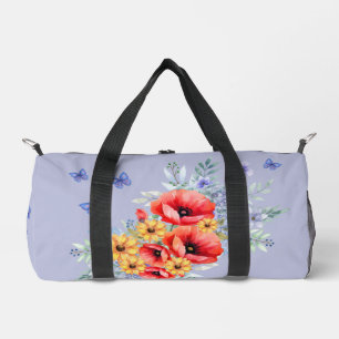 Delikate Rote Pfeffer, Sonnenblumen und Schmetterl Duffle Bag