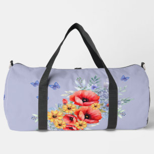 Delikate Rote Pfeffer, Sonnenblumen und Schmetterl Duffle Bag