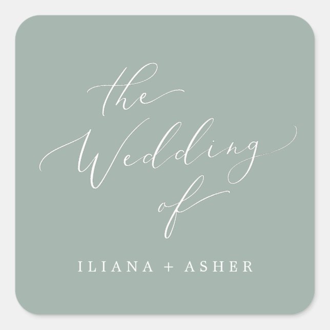 Delikate Sage Green Wedding Umschlag Aufkleber (Vorderseite)