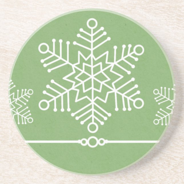 Delikate Schneeflocken Untersetzer, Sage Green Untersetzer (Vorne)