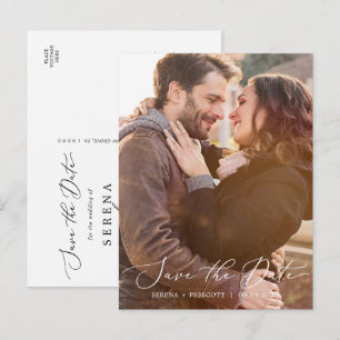 Delikate Schwarz-Dunkel-Fotovorlage Save the Date Einladungspostkarte