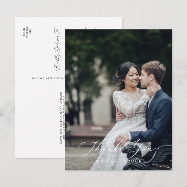 Delikate Schwarze Fotovorlage Vielen Dank Postkarte (Vorne/Hinten)