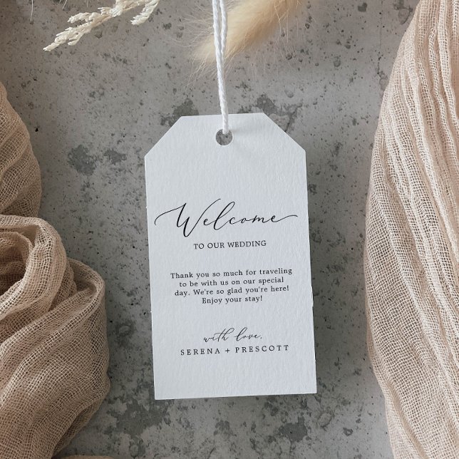 Delikate Schwarze Kalligrafie Begrüßung Geschenkanhänger (Von Creator hochgeladen)