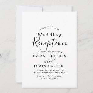 Delikate Schwarze Kalligrafie-Hochzeitsempfang Einladung