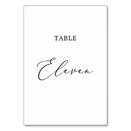 Delikate schwarze Kalligrafie Tafel Eleven Tischnummer
