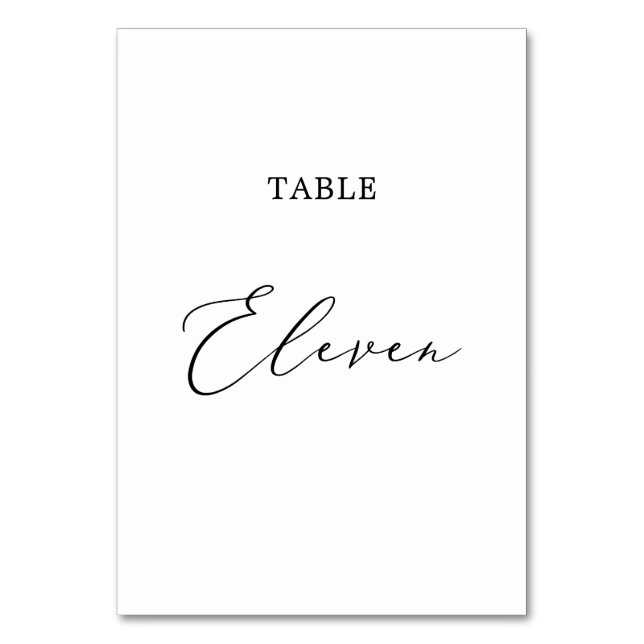 Delikate schwarze Kalligrafie Tafel Eleven Tischnummer (Vorderseite)