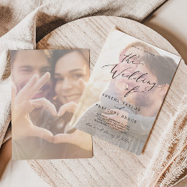 Delikate Schwarze Kalligraphie | Verblasenes Foto Einladung