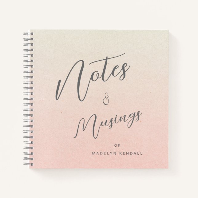 Delikate Script-Gradient Peach Personalisiert Notizbuch (Vorderseite)