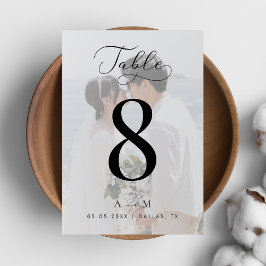 Delikate Script White Fade Foto Monogram Wedding Tischnummer