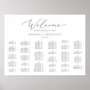 Delikate Silber Horizontal Alphabetische Sitzplätz Poster