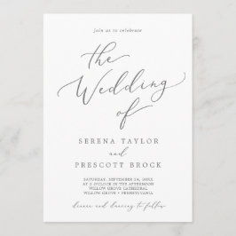 Delikate Silberkalligraphie, die Hochzeit von Einladung