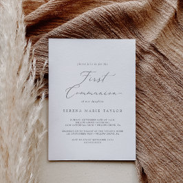 Delikate Silberkalligraphie Erste Kommune Einladung