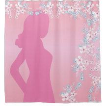 Delikate Silhouette Braut und Blume auf rosa