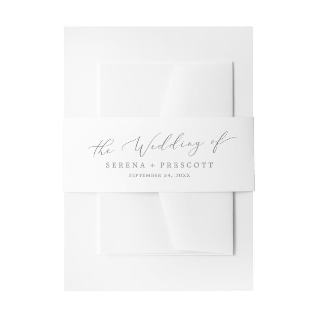 Delikate Silver Calligrafy Wedding Einladungsbanderole (Vorderseite Beispiel)