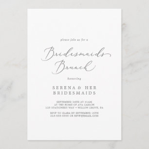Delikate Silver Calligraphy Bridesmaids Brunch Einladung