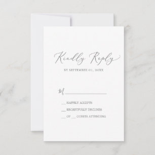 Delikate Silver Calligraphy Simple RSVP Card