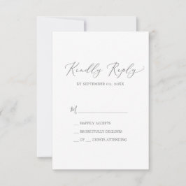 Delikate Silver Calligraphy Simple RSVP Card Karte