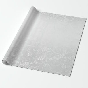 Delikate Silver Grey White Roses Lace Geschenkpapier