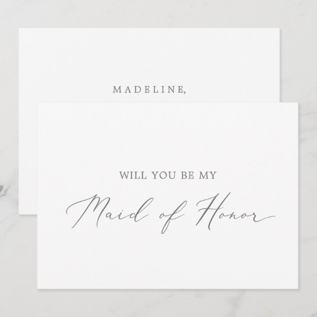 Delikate Silver Trauzeugin Vorschlagskarte Einladung (Vorne/Hinten)