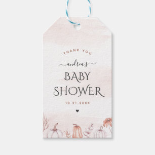 Delikate Soft Pink Fall Pumpkin Heart Baby Dusche Geschenkanhänger