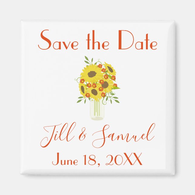 Delikate Sonnenblume Save the Date Magnet (Vorne)