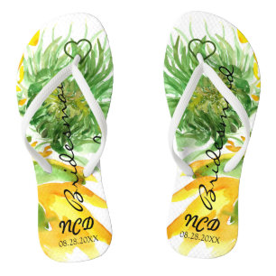 Delikate Sonnenblumen Bridesmaid Monogram Flip Flops