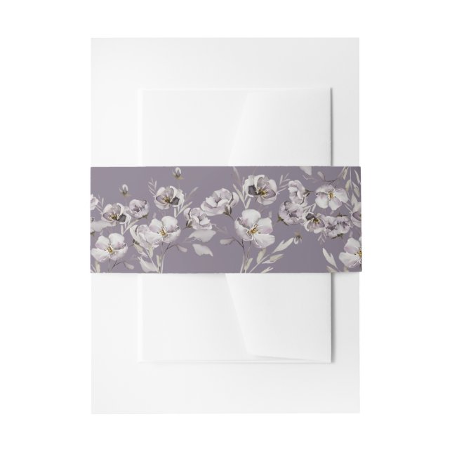 Delikate staubige lila Blume Aquarell DarkPurple Einladungsbanderole (Vorderseite Beispiel)